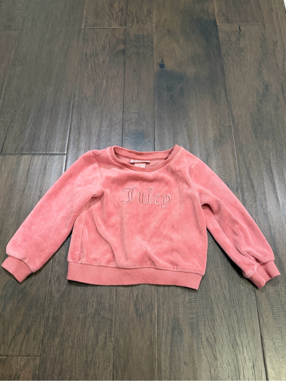 Juicy Couture Girls' Coral Pink Velour Sweatshirt with Juicy Embroidery